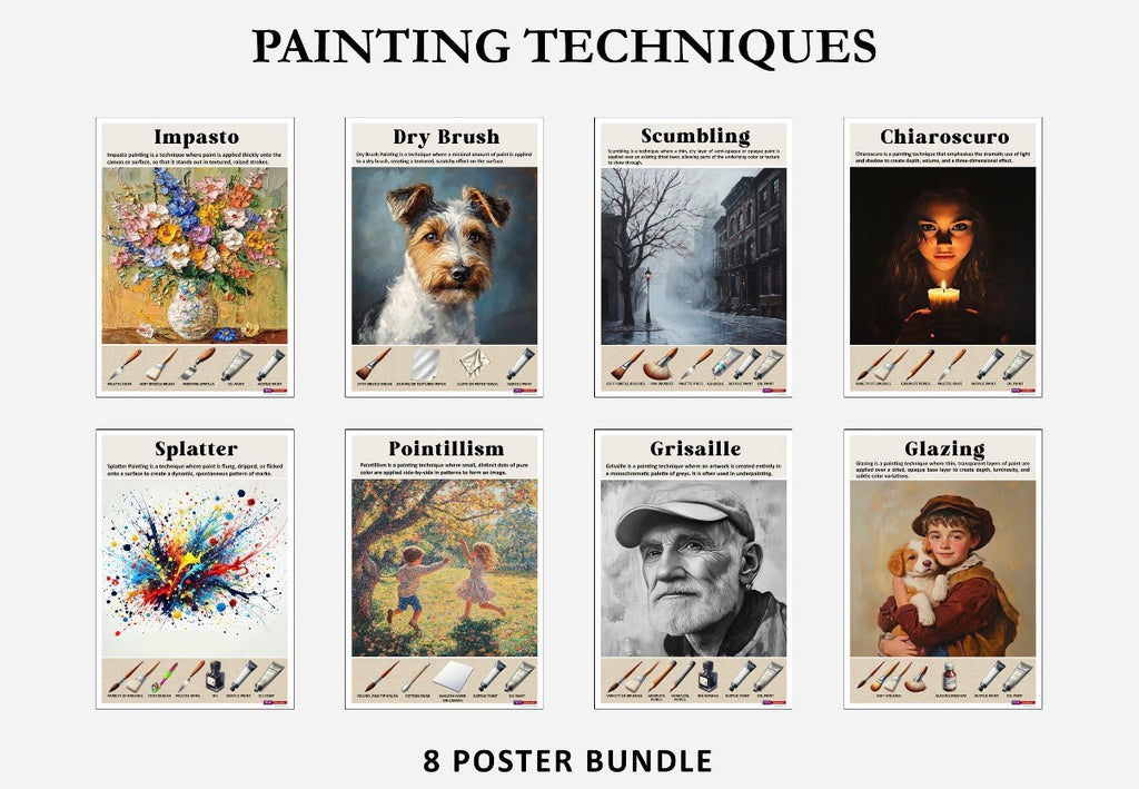 Painting Techniques - set of 8 A3 posters
