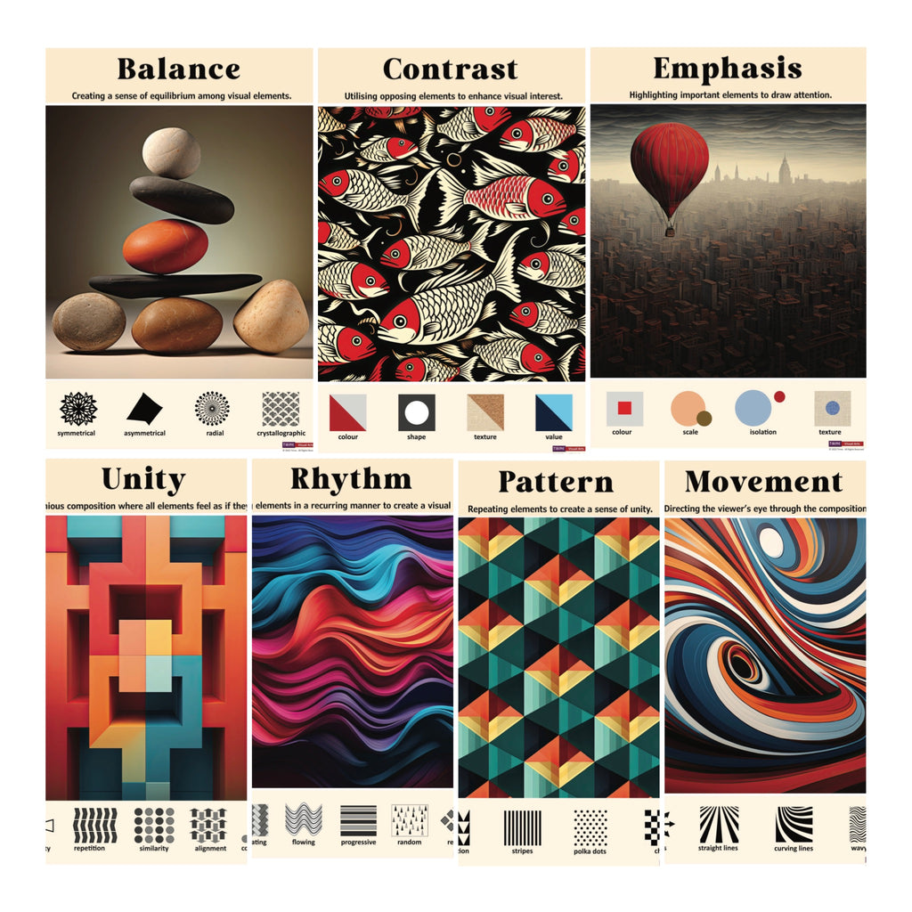 Principles of Art Design - set of 7 A3 posters