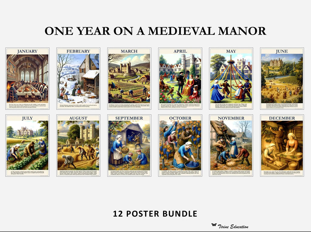 Medieval Manor Life Posters - 12 poster set