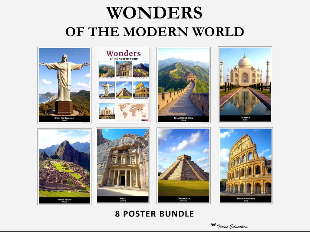 7 Wonders of the Modern World - 8 poster set
