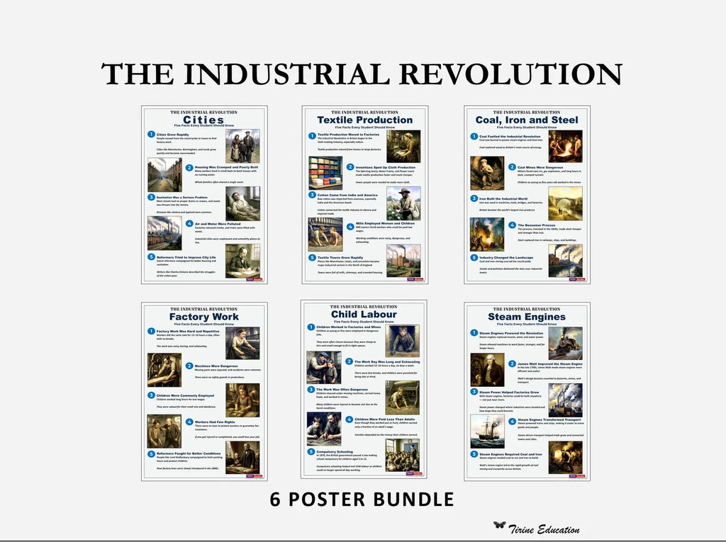 30 Amazing Facts About The Industrial Revolution - 6 poster set