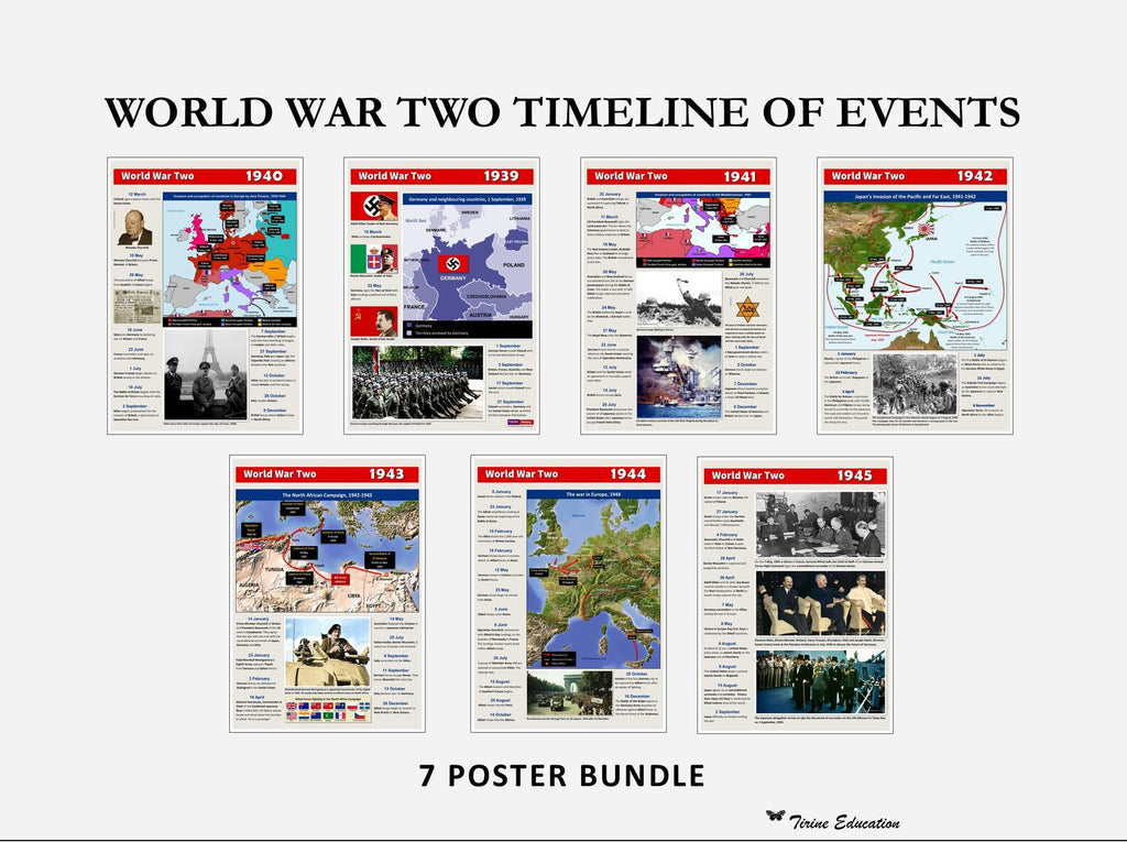 World War Two Year By Year 1939-1945 - 7 poster set