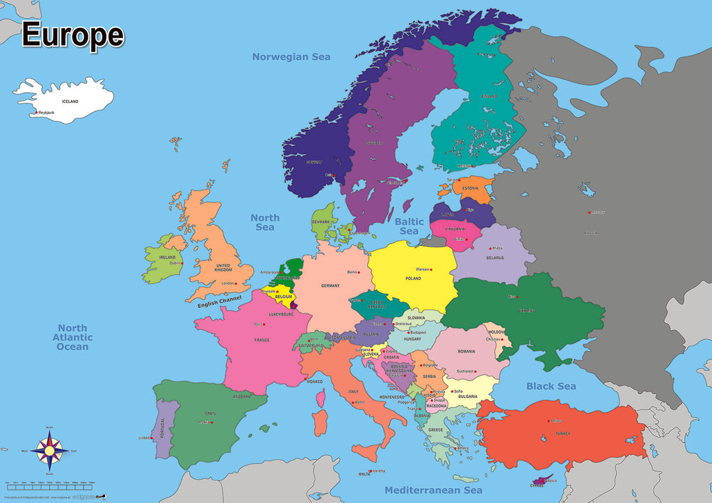 Eu Small Map Simple Map - EUROPE - Size A1 – Southern Cross Educational