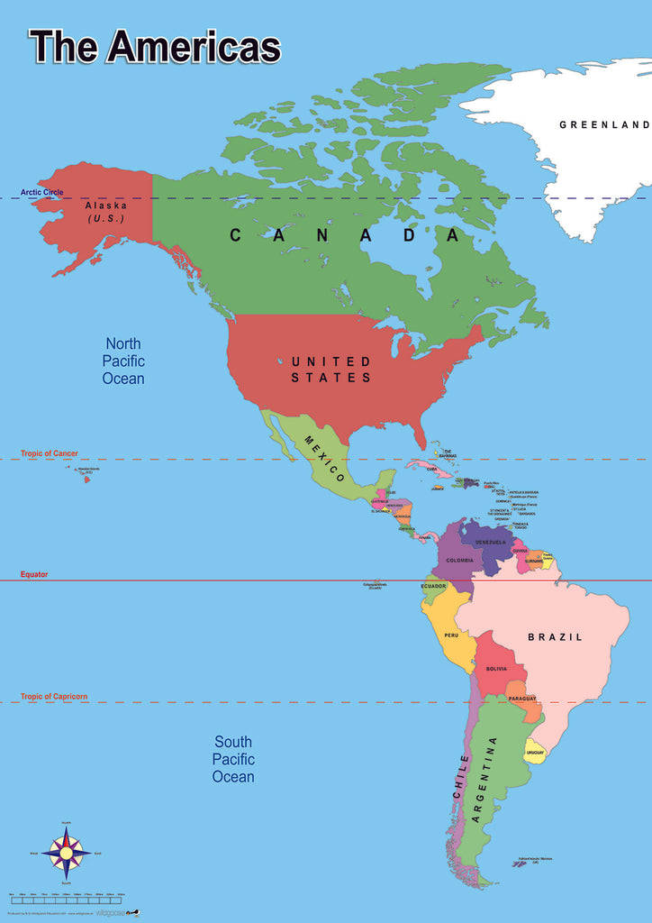 Simple Map - THE AMERICAS - Size A1