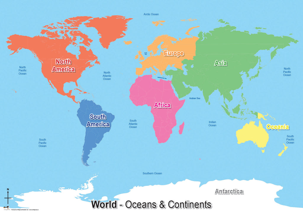 World Concept Map - Oceans & Continents